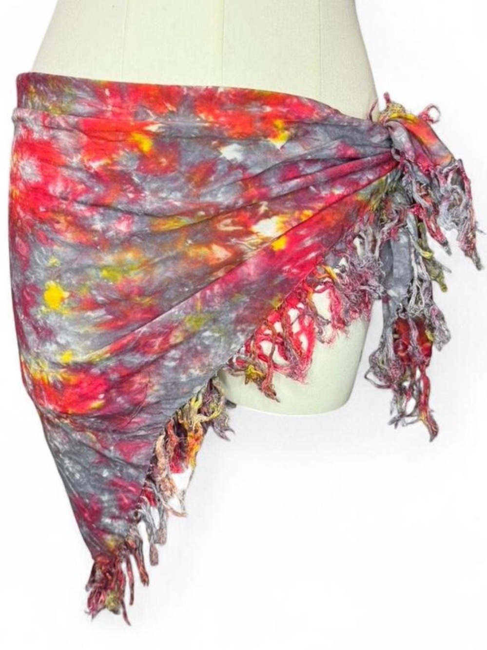 Vintage Y2K tie dye rayon wrap scarf / cover up / multiway top - Picture 2 of 8